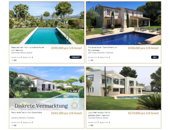 Neben Immobilien auf Mallorca bietet VillaCircle auch z.B. Immobilien in Frankreich zum Teil-Erwerb an, Schwerpunkt ist aber bislang Mallorca. Screenshot: VillaCircle